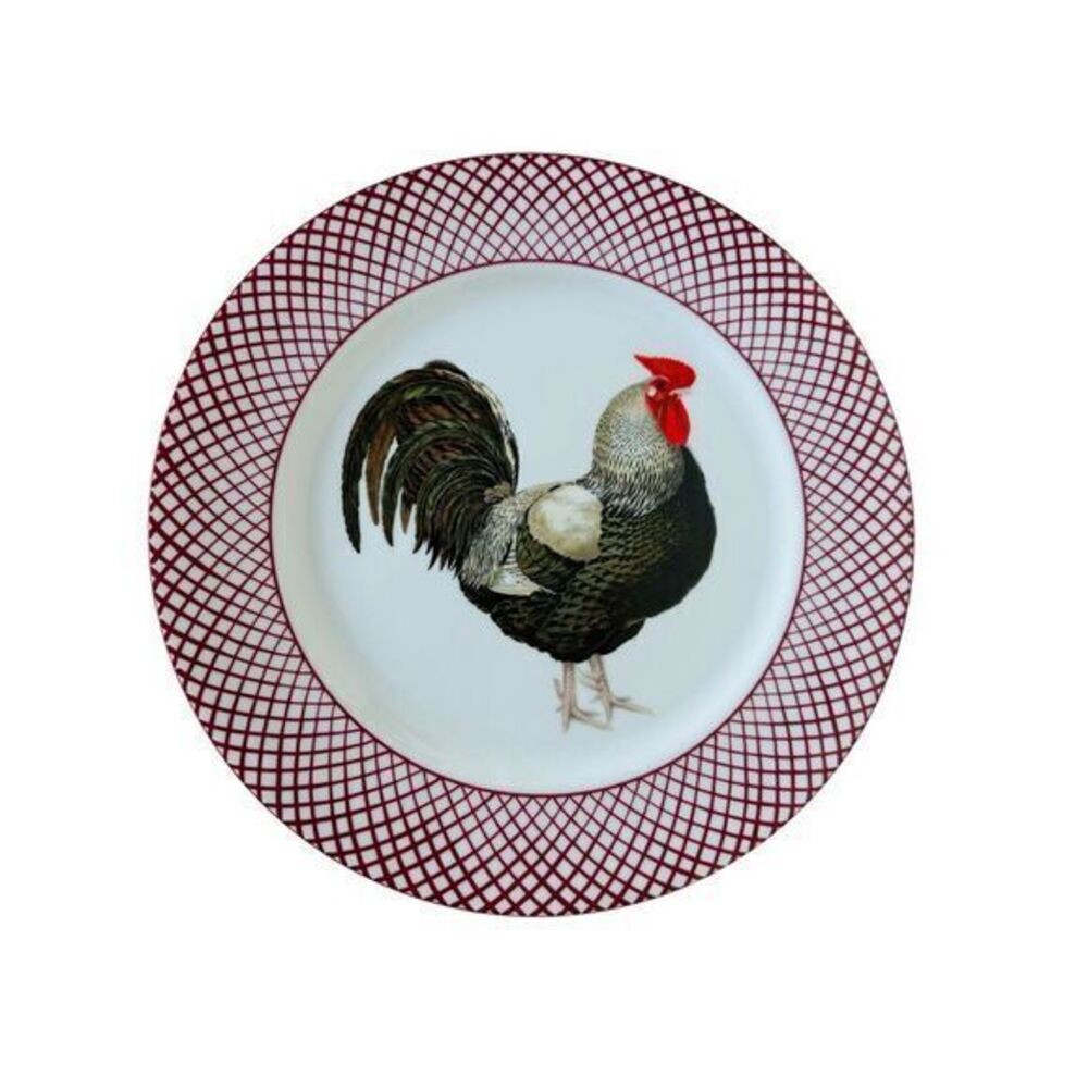 The Haldon Group Devonshire Black & White Rooster Plate Country Farmhouse